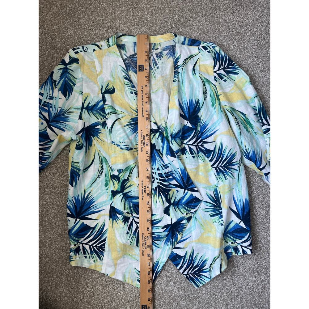 Chico's Tropical Garden Linen Open Drape Front Jacket Lightweight Casual 3 - Picture 10 of 11